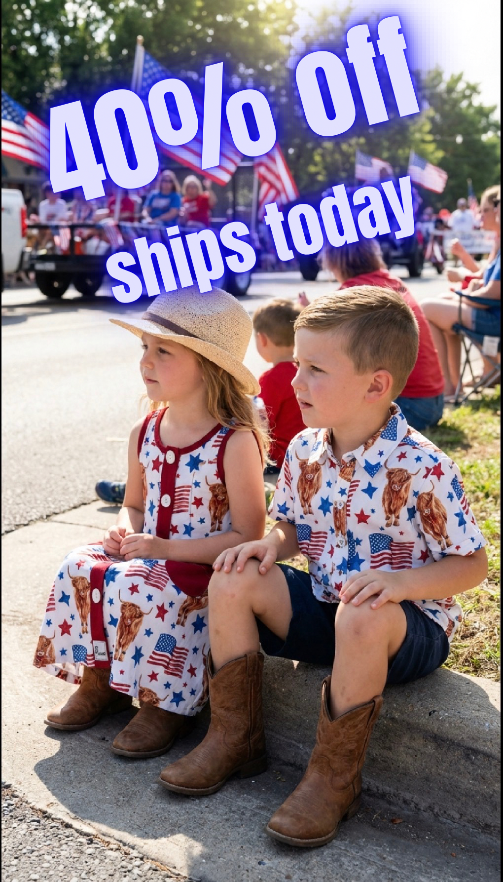 Highland Cow 4th of July Outfit for Kids | Dress, Romper or Shirt