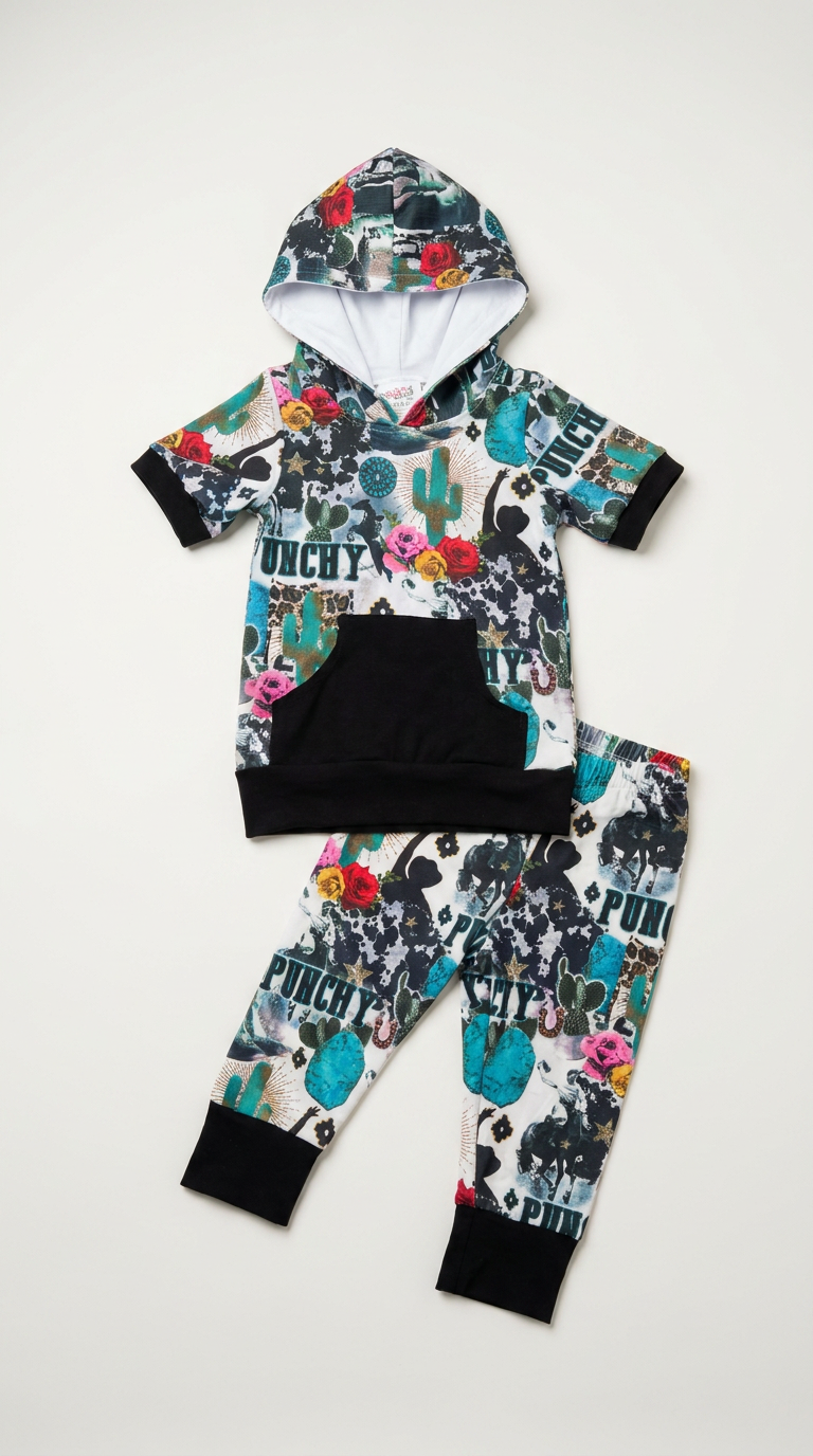 Girls Cowgirl Hoodie & Jogger Set – Kids Western Outfit