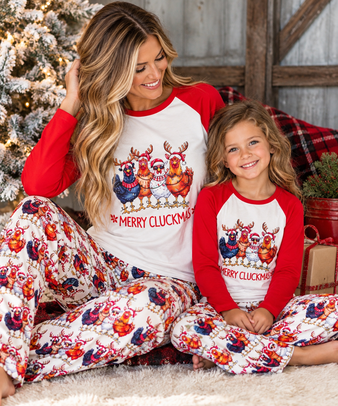 Merry Cluckmas Matching Family Christmas Pajamas | Kids & Adults
