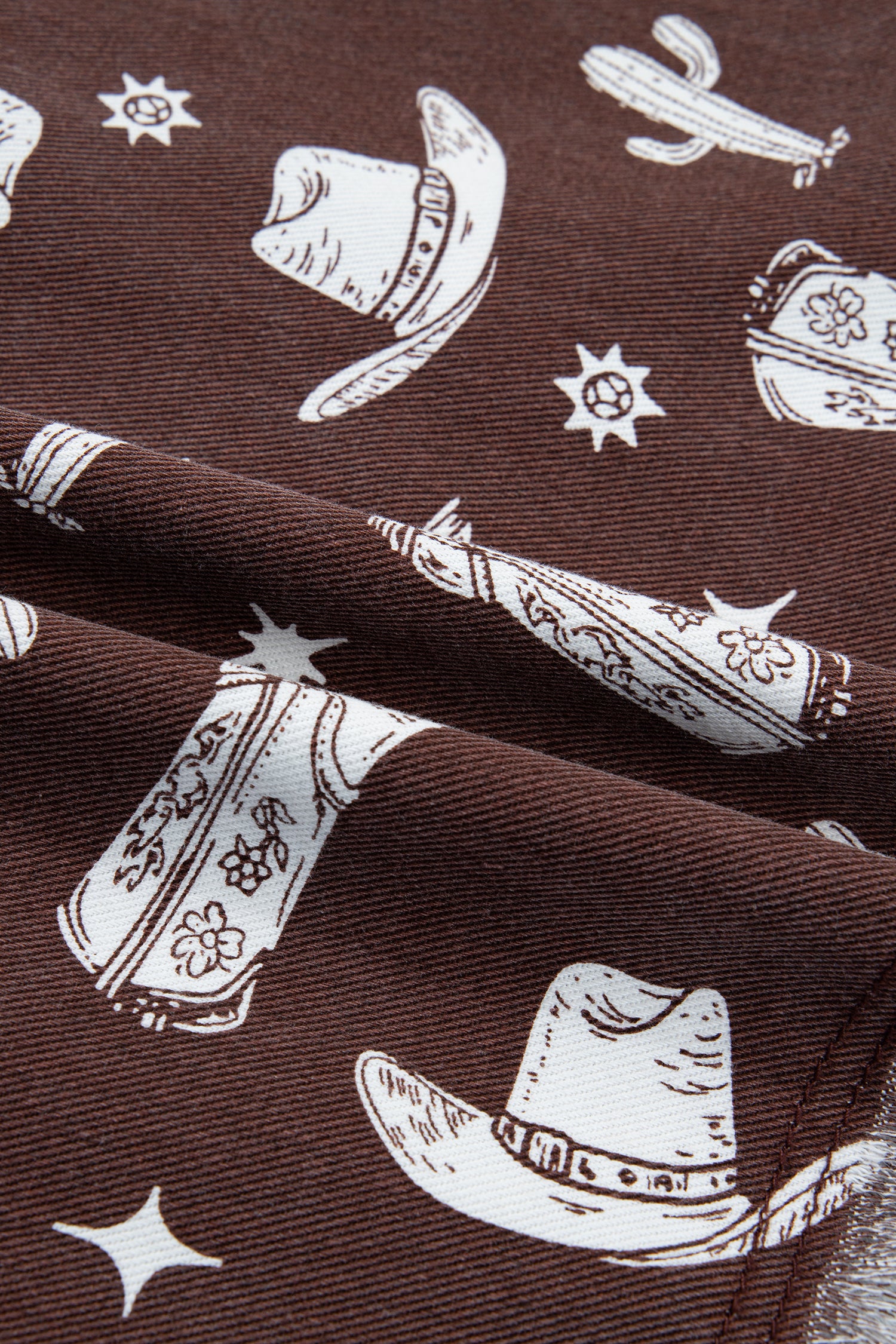 Women’s Brown Western Print Denim Mini Dress