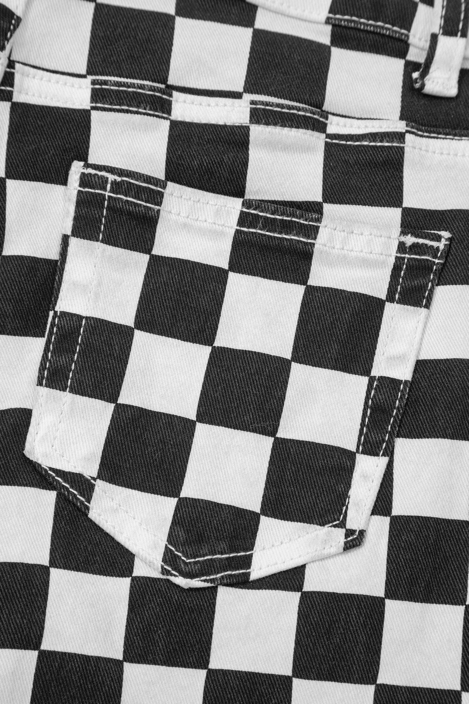 Women’s Black Checkerboard Distressed Cropped Jeans