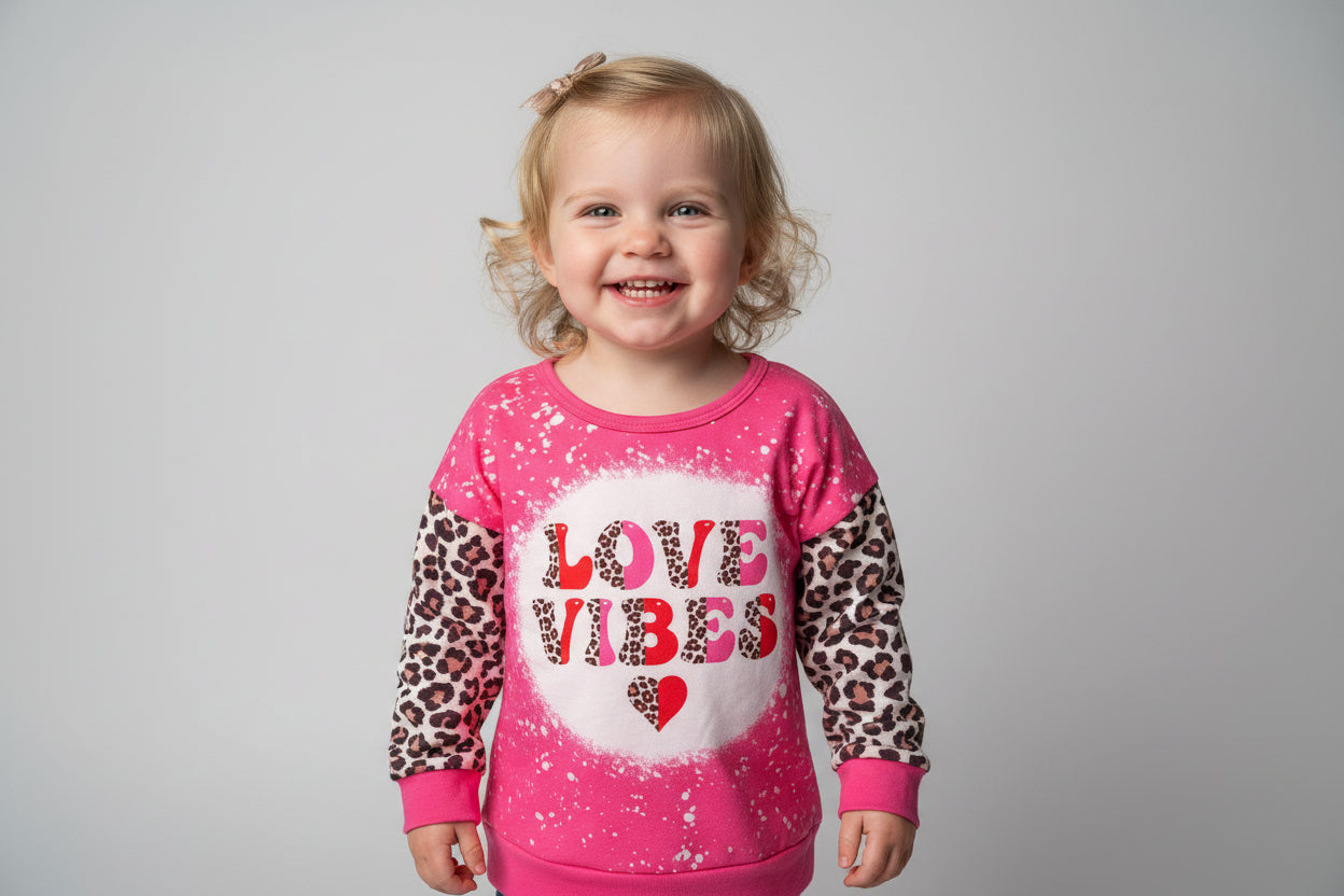 Love Vibes Long Sleeve Tee 💕
Here’s the perfect top for all your Little Sweethearts this Valentines Day! This fun and versatile long sleeve tee pairs beautifully with our PINK Sparkle Bells, leggings, jeans—honestly, it goes with everything!