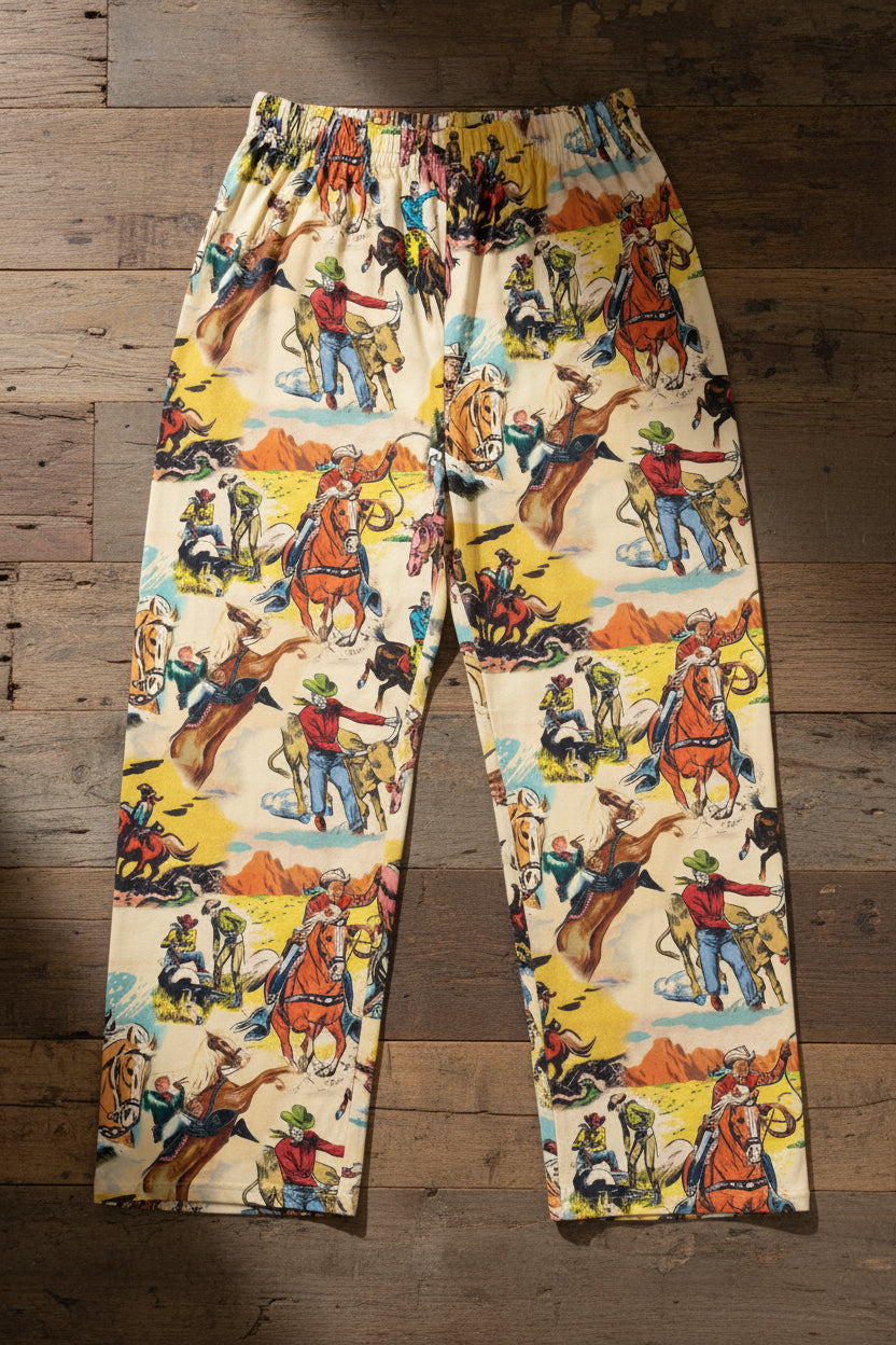 MENS WESTERN PAJAMA PANTS, VINTAGE COWBOY PJS
