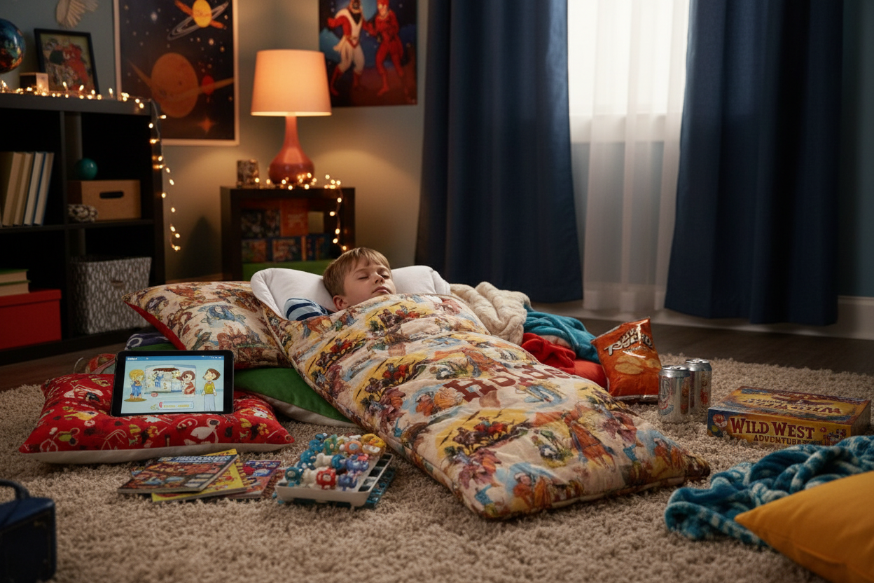 Western Cowboy Pattern Minky Sleeping Bag | Cowboy Print Sleeping Bag