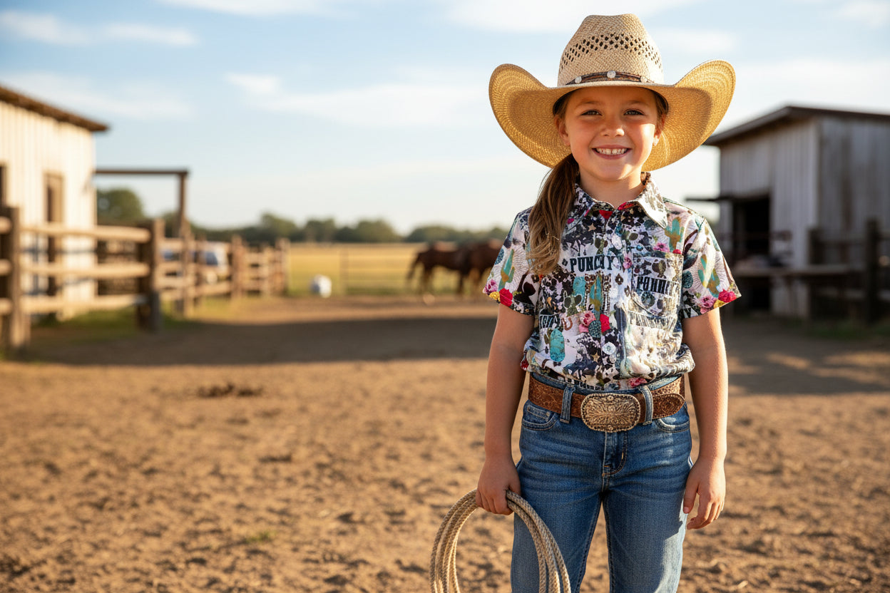 Rodeo Ready! 🤠
It’s almost Rodeo Time, and these Brother and Sister Rodeo Shirts are absolutely adorable! Whether your little Cowboy or Cowgirl is a rodeo fan or heading to the arena, these Punchy Cowboy & Cowgirl Shirts will have them looking like a true Showstopper! 🌟
✨ Why You’ll Love It:
✔ Cowboy Shirt & Cowgirl Fringe Leotard – Perfect for rodeo season!
✔ Fringe Leo adds the cutest Western flair for your little cowgirl.
✔ Soft & stretchy Cotton/Spandex blend for all-day comfort.