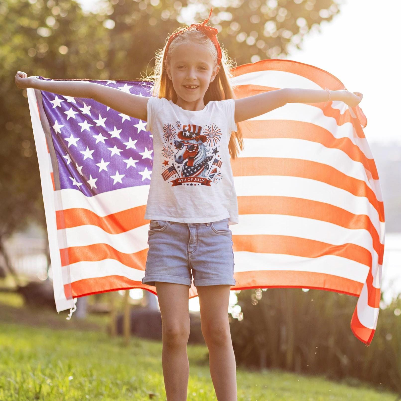 Patriotic Horse 4th of July Kids T-Shirt
FREE shipping on orders $35+
Get your little firecracker ready for the Fourth of July fun! 🇺🇸 This adorable kids’ tee features a spirited horse rocking an Uncle Sam hat 🎩 and surrounded by fireworks 🎆 — ready to party like it’s 1776!
Perfect for parades 🎉, BBQs 🍔, fireworks shows 🎇, or just playing in the summer sun ☀️.
Available in 6 festive colors ❤️🤍💙
✓ Colorful, fun 4th of July horse design
✓ Available in 6 patriotic color options!