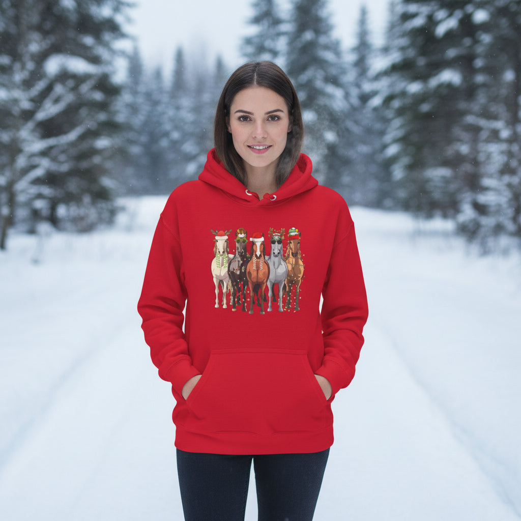 Festive Horse Christmas Hoodie, Western Holiday Sweatshirt -Razels