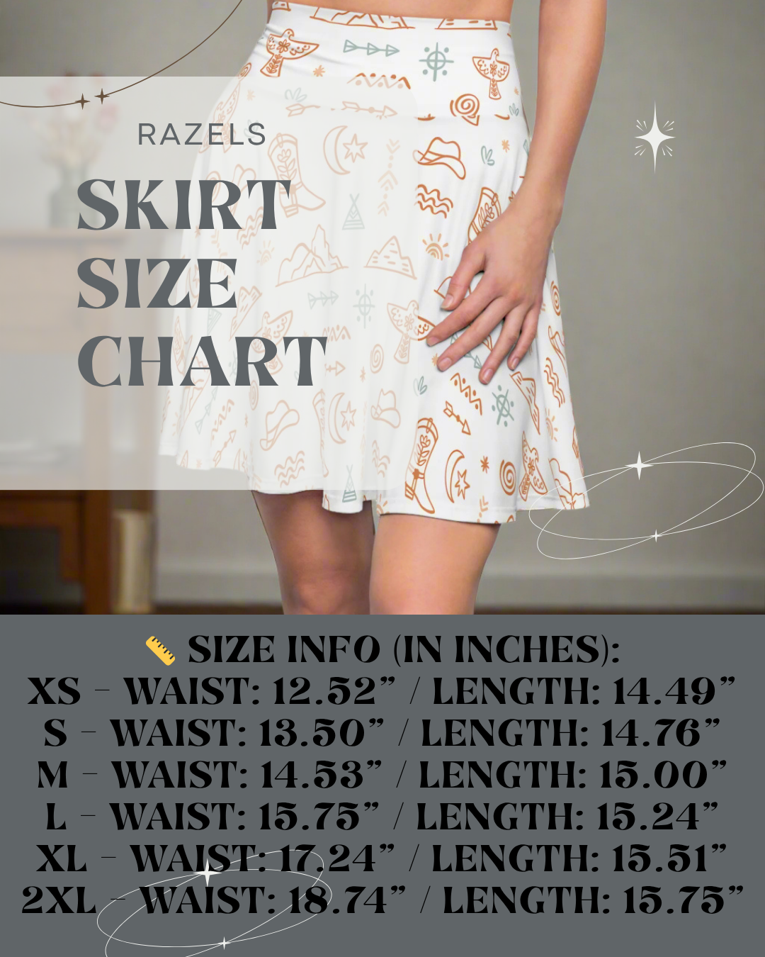 SKIRT SIZE CHART FOR SKATER SKIRTS