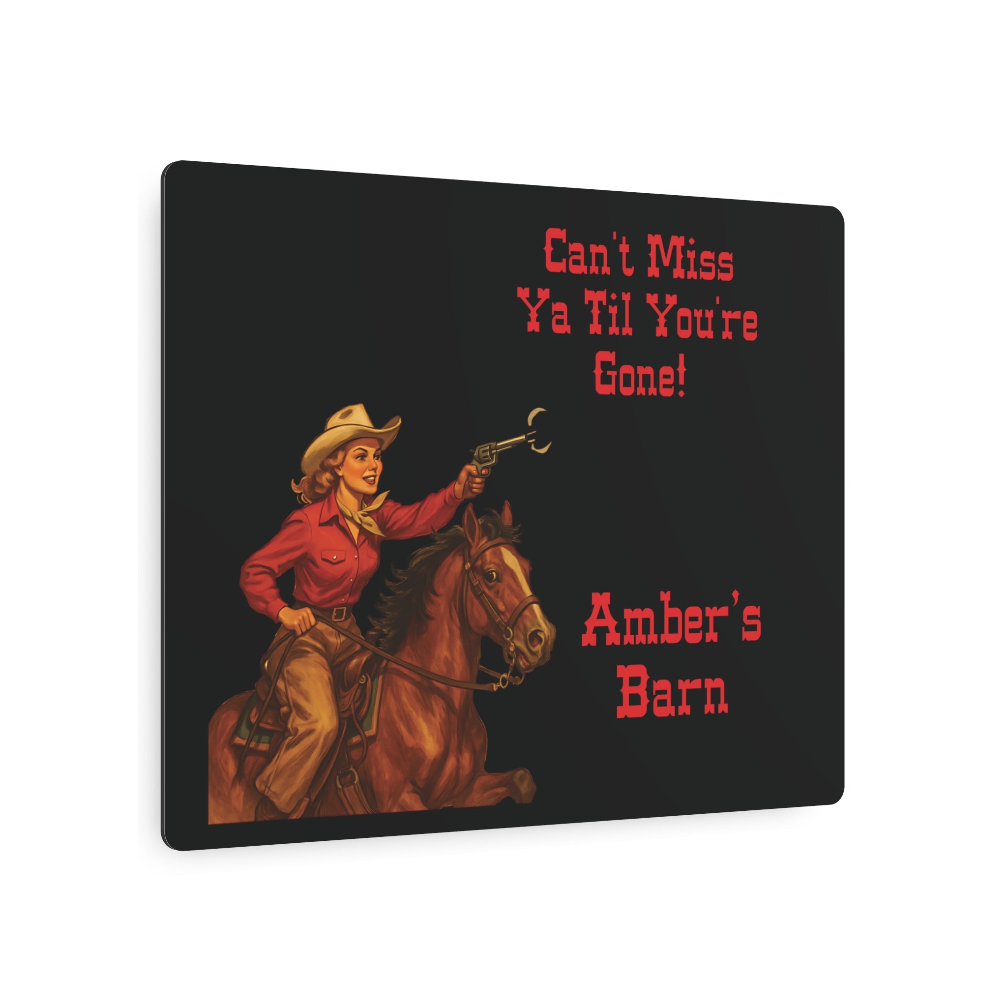 Personalized Cowgirl Metal Sign, Retro Western Wall Decor, Aluminum Ranch, Barn Sign