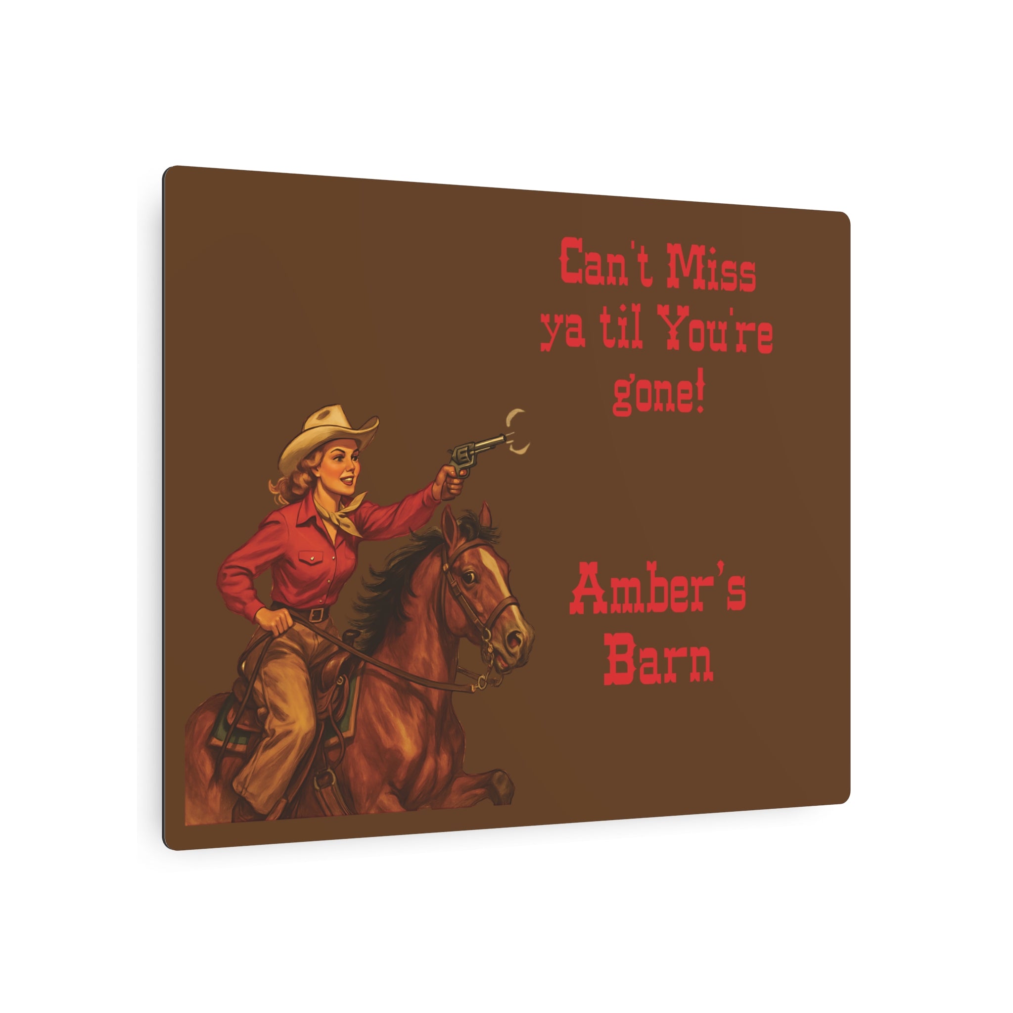 Personalized Cowgirl Metal Sign, Retro Western Wall Decor, Aluminum Ranch, Barn Sign