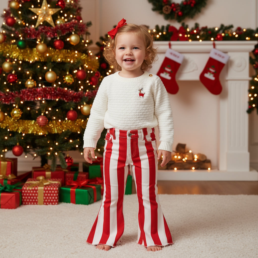 TODDLER AND KID RED STRIPED JEANS FOR CHRISTMAS
