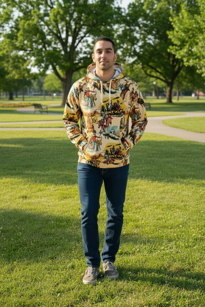 UNISEX COWBOY HOODIE, WESTERN PULLOVER