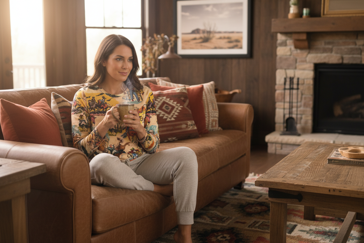 Vintage Cowboy Long Sleeve Shirt, Western AllOver Print Top, Old West Rodeo Style, Vintage Cowboy Graphic Long Sleeve Shirt, -Razels