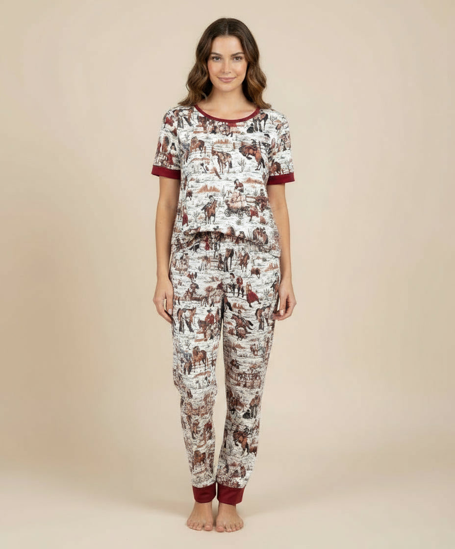 🌸 Women’s Cowgirl Pajamas – Retro Western PJs 🤠
✨ Matching Kids’ PJs
Create the sweetest Mom & Me Cowgirl Pajamas! Available in kids’ sizes from 3–6 months through 14/16 (sold separately). 💞