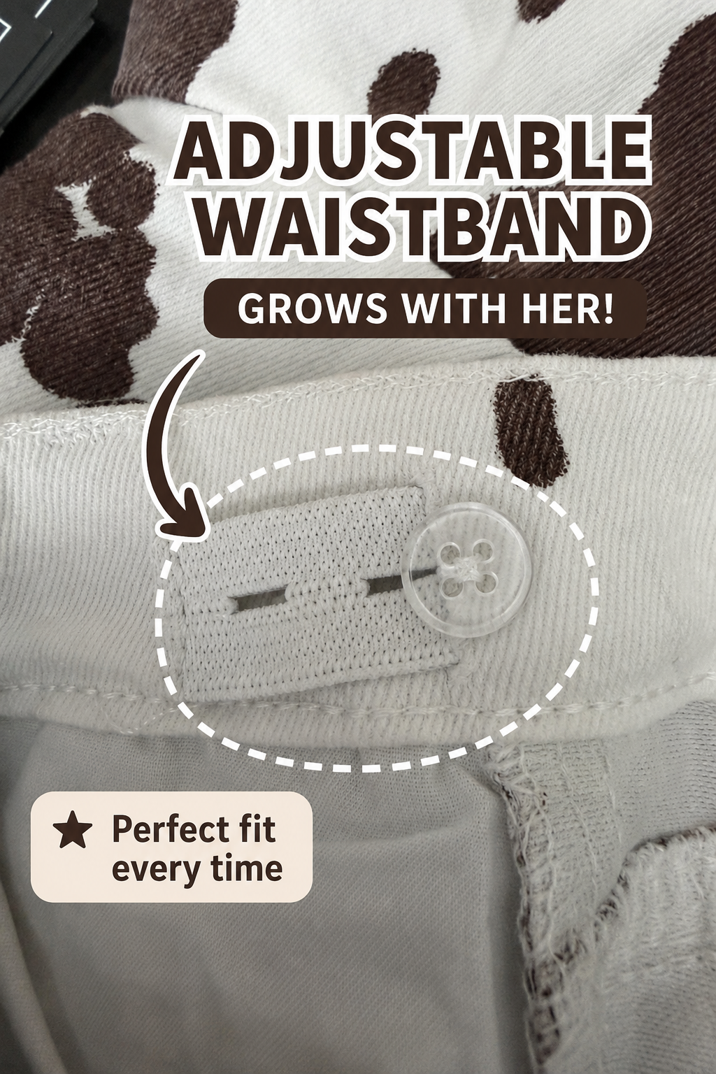 adjusstable waistband on razels cowprint jeans