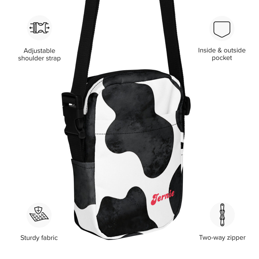 Cowprint Utility Crossbody Bag – Personalized Mini Western Purse with Name