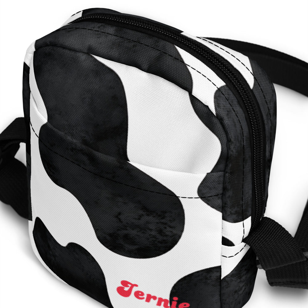 Cowprint Utility Crossbody Bag – Personalized Mini Western Purse with Name