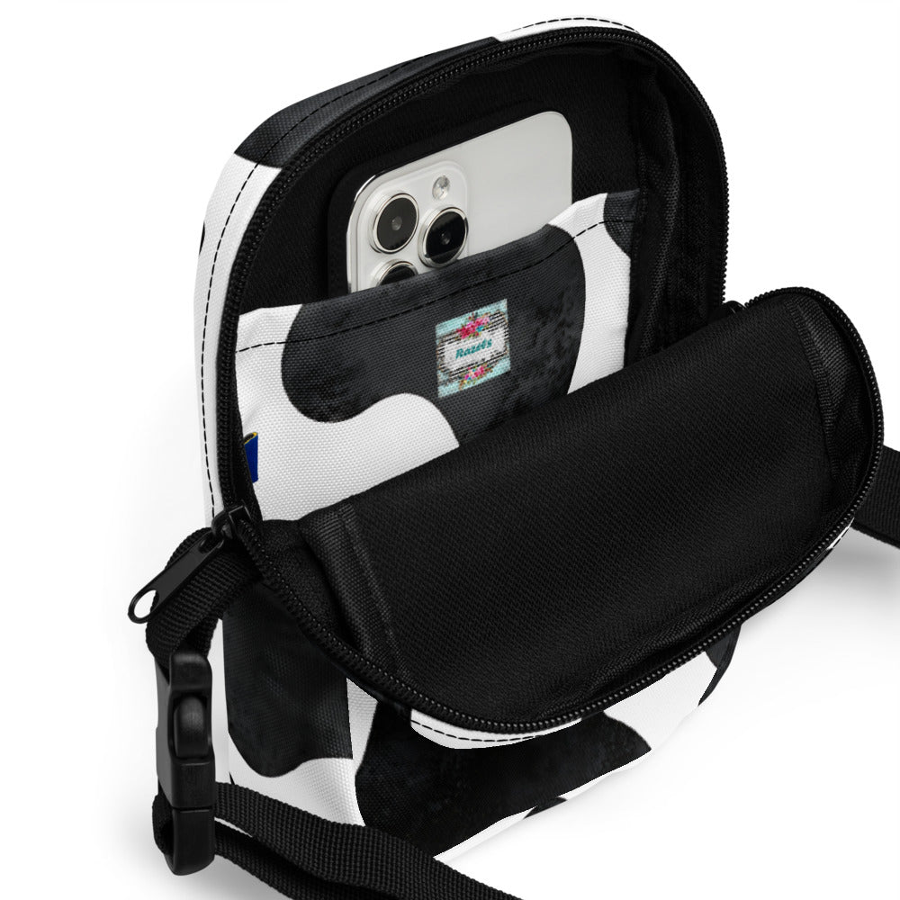 Cowprint Utility Crossbody Bag – Personalized Mini Western Purse with Name