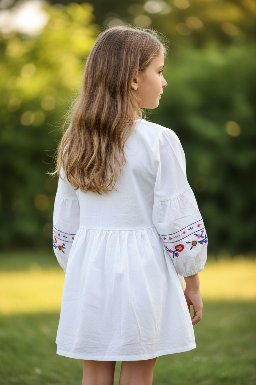 Girls' BOHO Embroidered Dress Tunic – Stylish Fall Outfit | Versatile Layering Piece