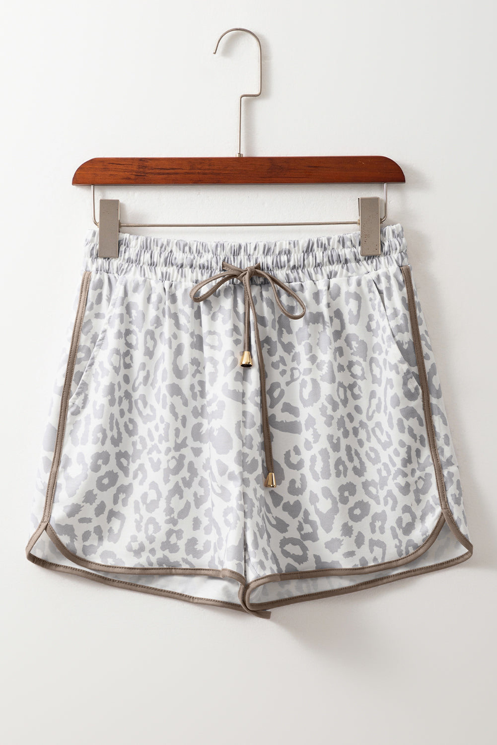 Leopard Print Lounge Shorts for Women | Lace-Up Waist & Contrast Trim