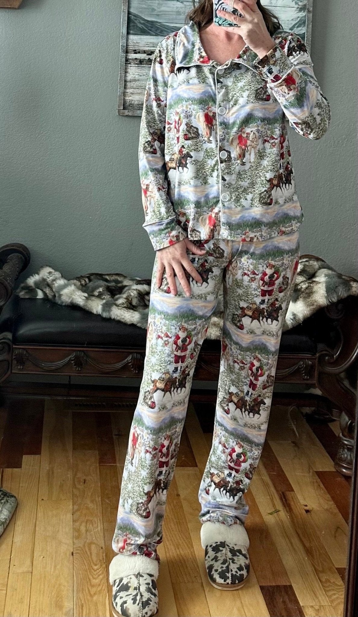 Christmas COWBOY Santa PJs / Family WESTERN Christmas Family Pajamas - Razels