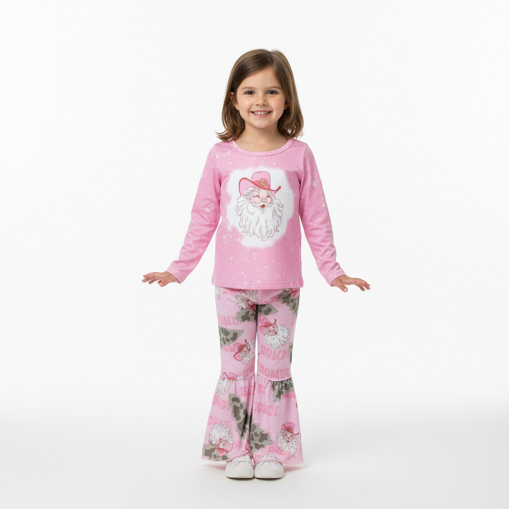 cowboy Santa pink bell bottom outfit