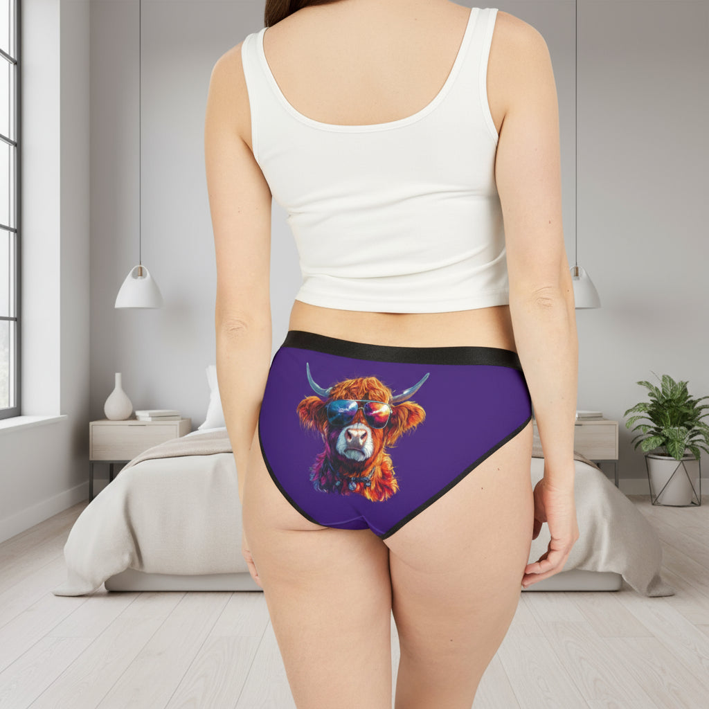 Custom Highland Cow Women's Underwear, Cute Lingerie Gift, Personalized Panties, Christmas Present, Cow Lover Undergarment, Funny Undies -Razels