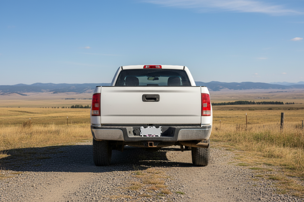 License plate frame with black and white cow print pattern and 'Howdy Heifer' text.
