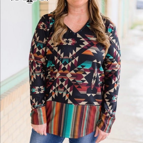 Del Rio Hoodie, FALL Serape Aztec Pullover Tunic - Razels