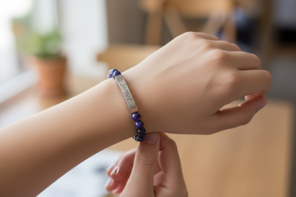 engraved name bracelet, gift for teens
