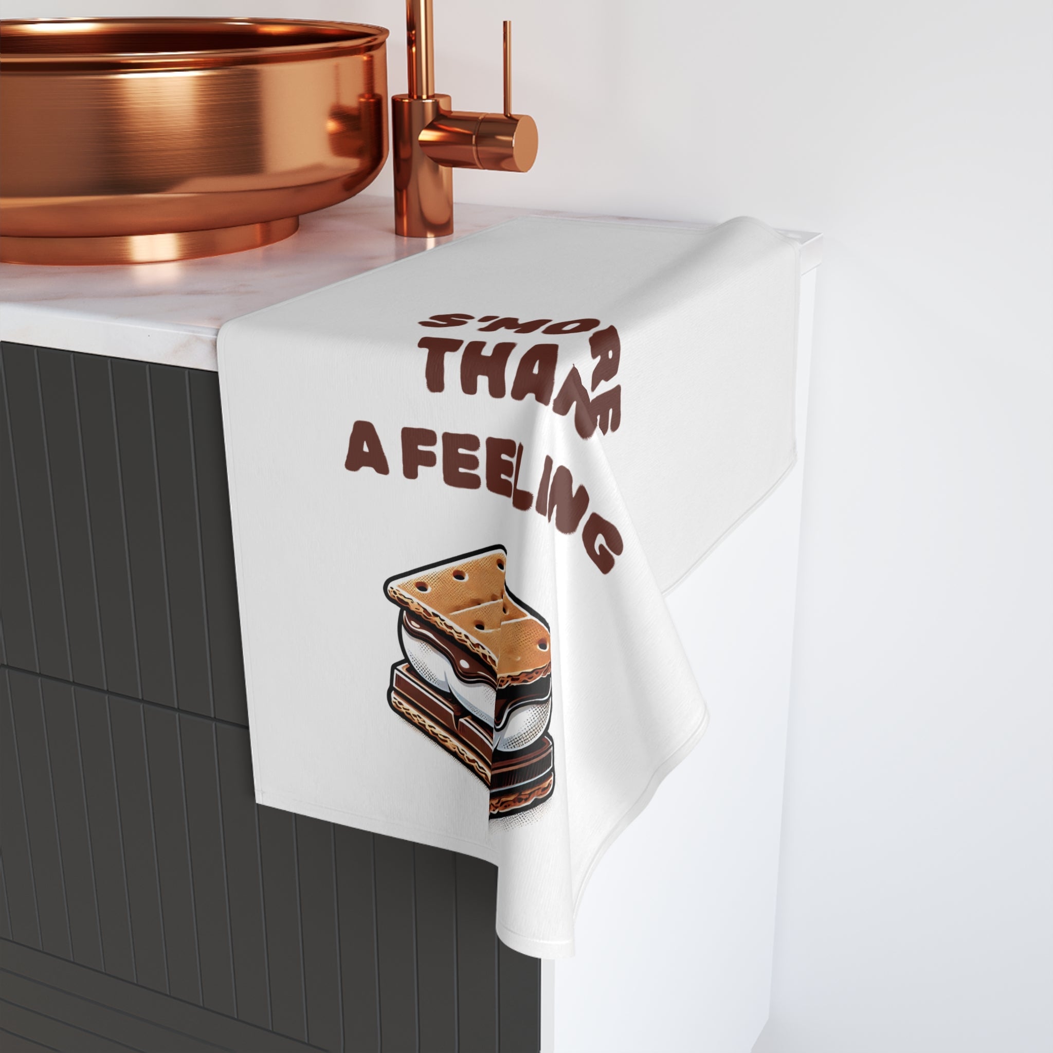 Funny S'mores Hand Towel – "S'more Than a Feeling" Camp Kitchen Decor, Gift for Campers & Bakers - Razels