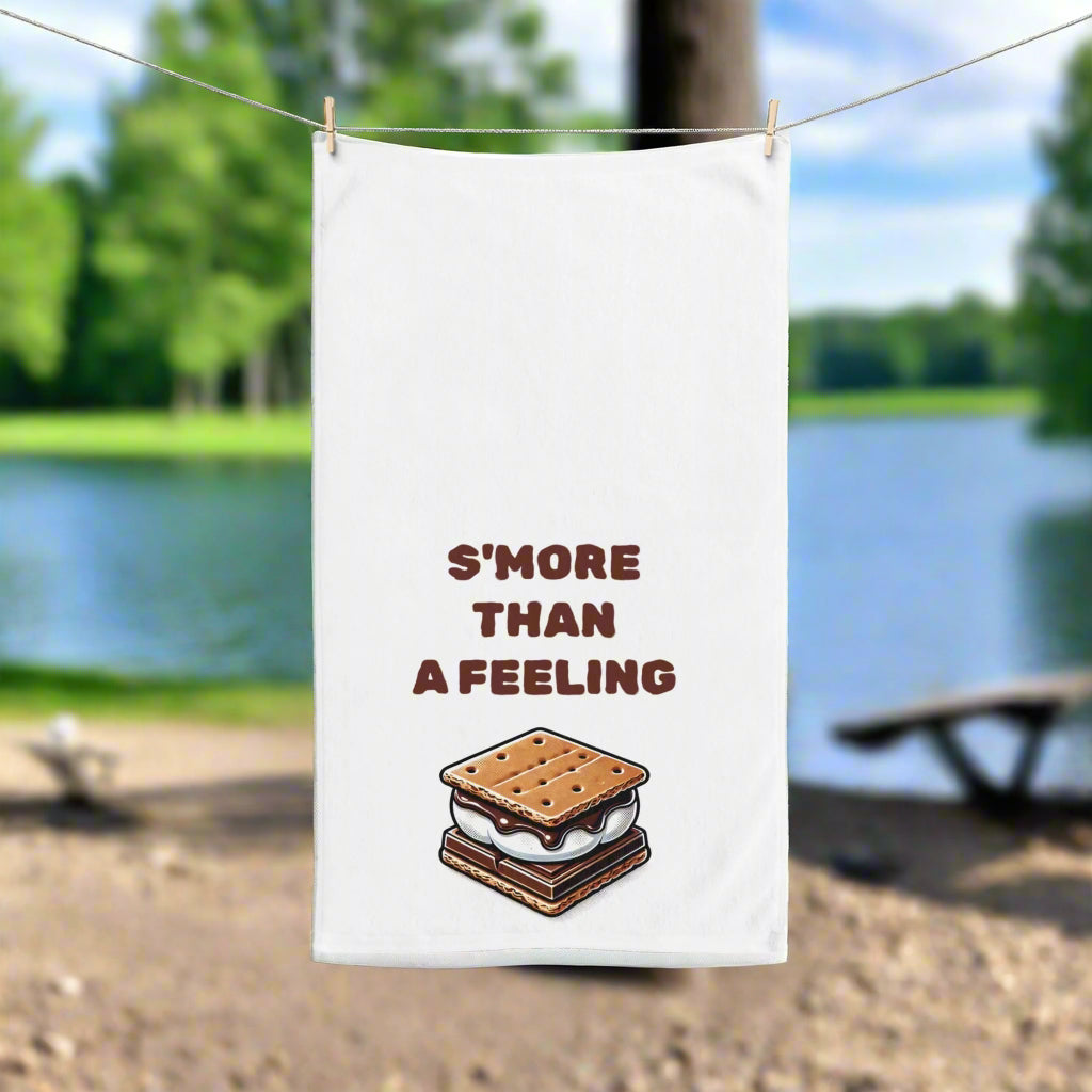 Funny S'mores Hand Towel – "S'more Than a Feeling" Camp Kitchen Decor, Gift for Campers & Bakers - Razels
