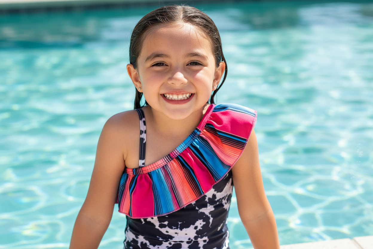 Girls & Boys Western Swimsuits | Cow Print Matching Swimwear