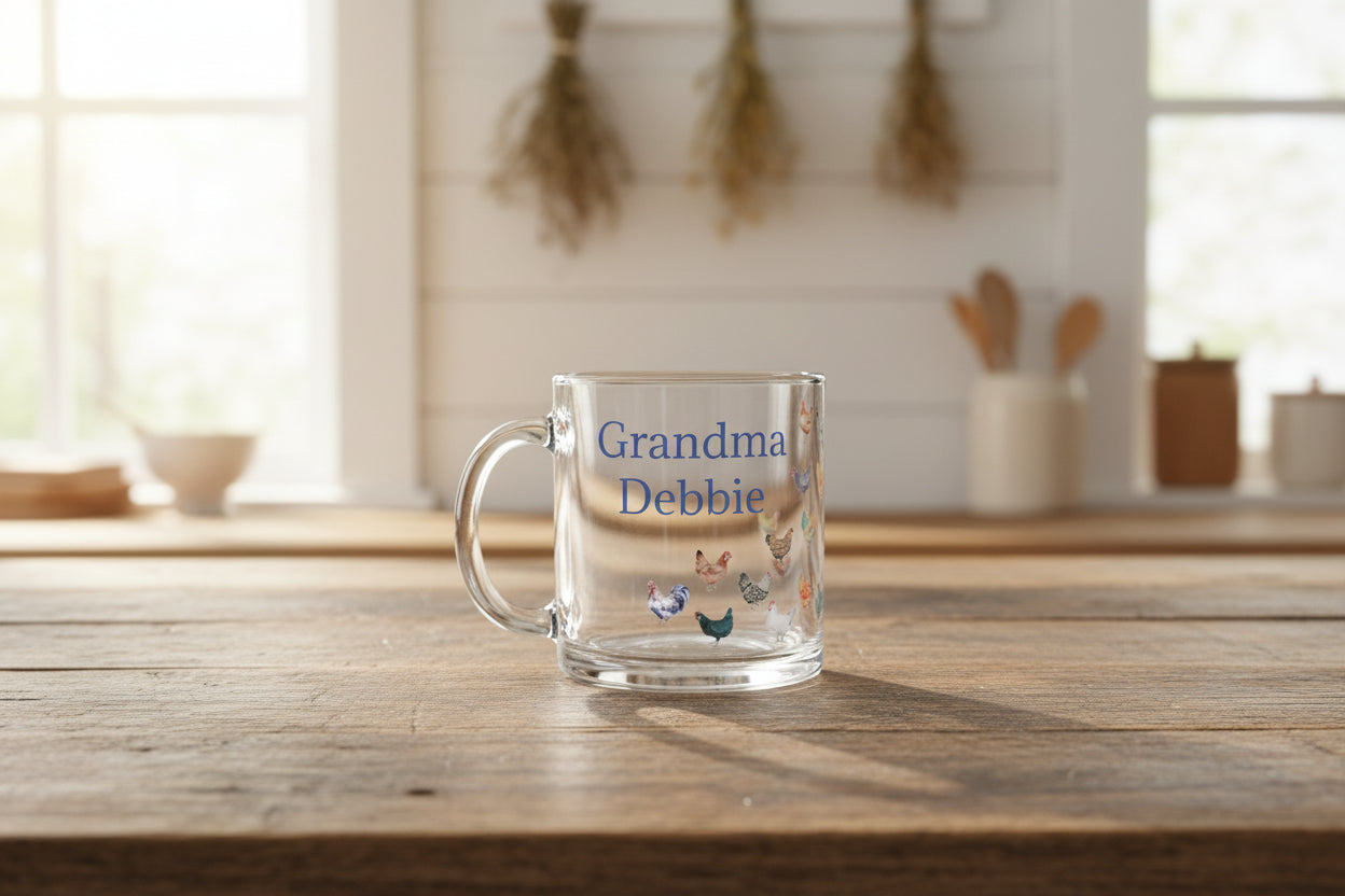 Personalized Chicken Coffee Mug, Gift forGrandma, Chicken Lover, Mom, Hen Design Coffee Cup, Custom Gift for Hen Lovers, Kitchen Decor - Razels