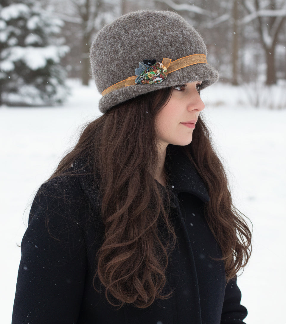 hand felted wool hat, womens wool fedora