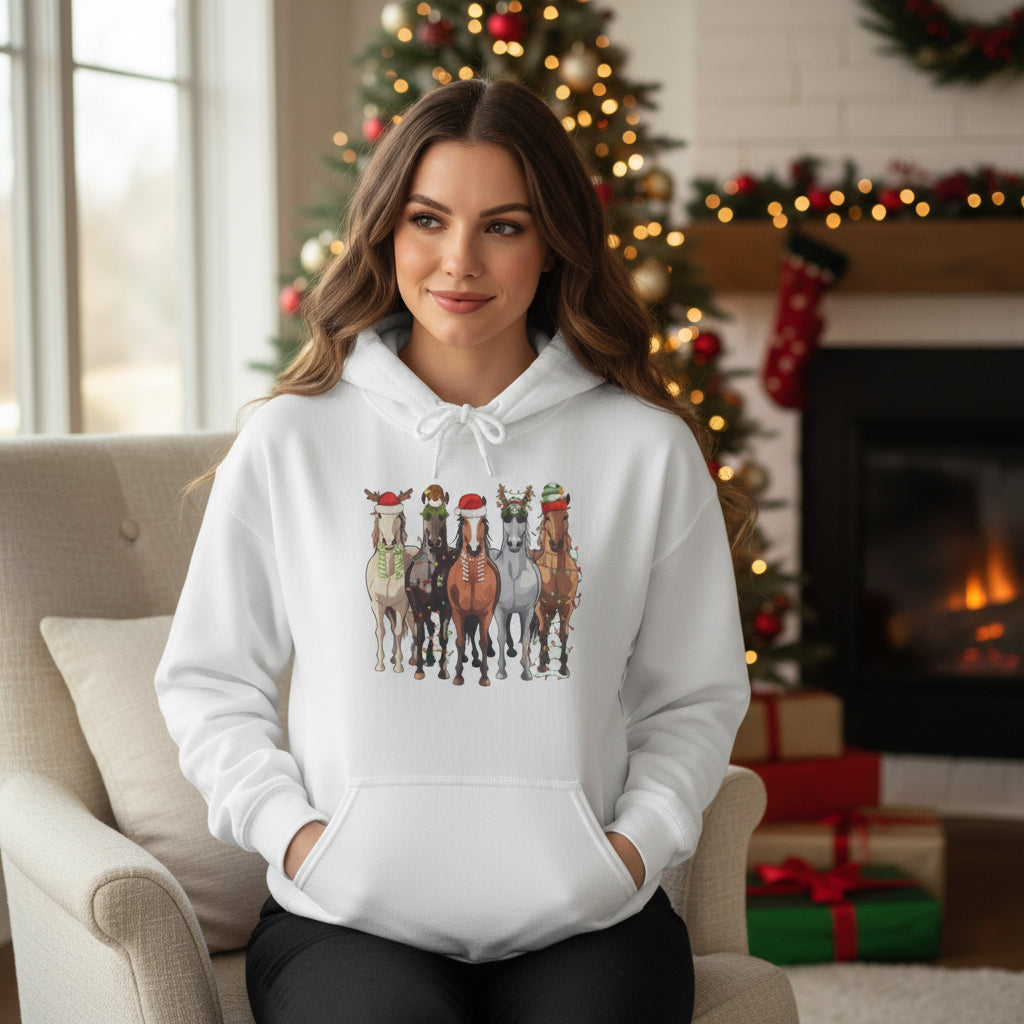 Festive Horse Christmas Hoodie, Western Holiday Sweatshirt -Razels