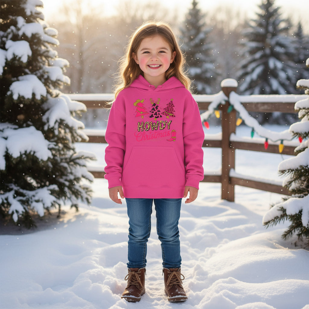 Pink hoodie with Christmas design and text on a white background