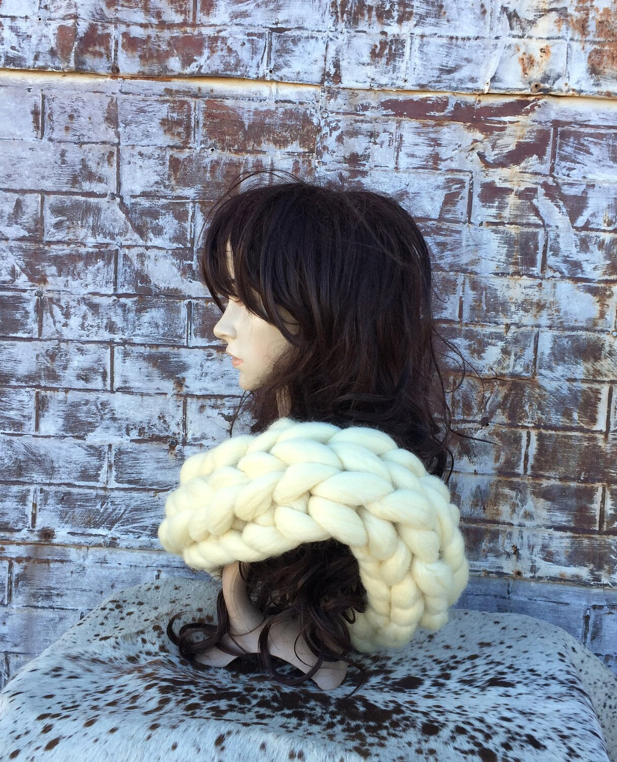 GIANT KNIT COWL Extreme Natural Wool Cowl Made in Montana