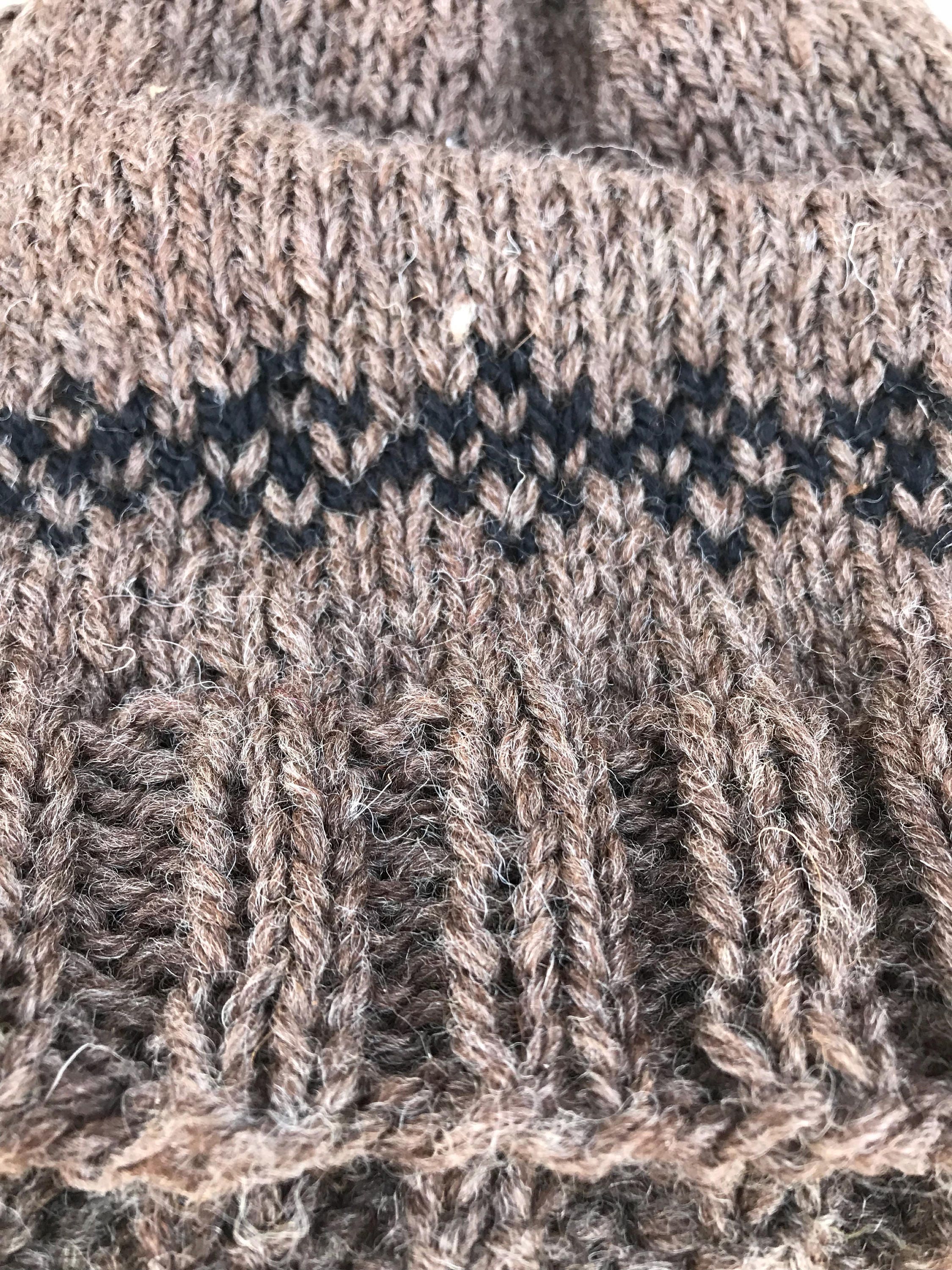 Pure WOOL WINTER Hat Beanie Handknit Warm Water Repellant all Natural Wool Hat -Razels