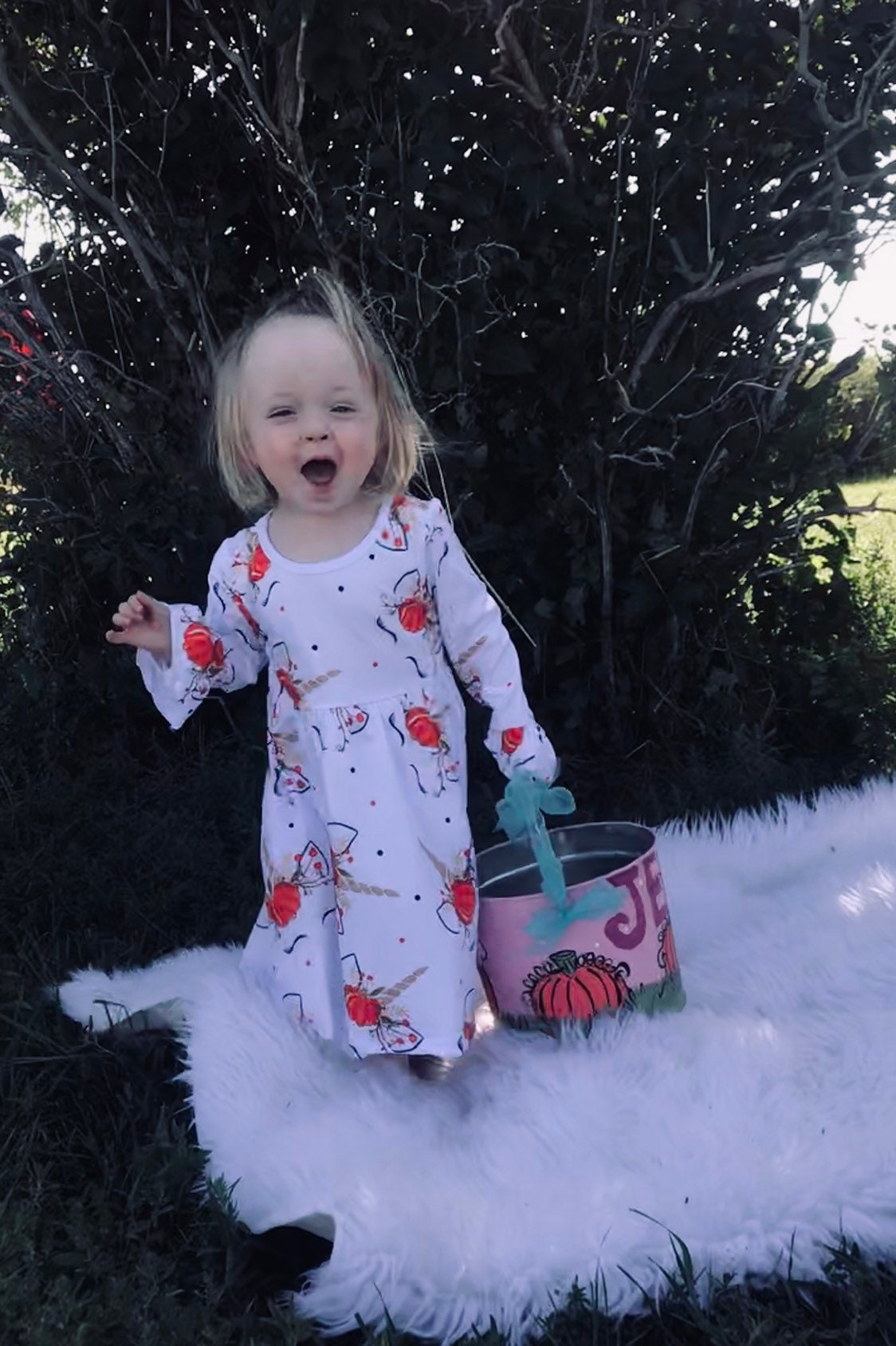 Unicorn Pumpkin Dress & Romper Set
🦄 Dress – Adorable flutter sleeves at the wrist and a relaxed fit that’s easy to layer with leggings when the weather turns chilly.
🦄 Romper – Features cute ruffle cuffs and shoulder snaps for easy dressing + leg snaps for fast diaper changes.
✔ Made from a super-soft cotton/spandex blend (90/10)
✔ Comfy stretch for all-day play and cozy cuddles
✔ Great for fall photoshoots, pumpkin patch days & sibling sets
✔ Available separately or as a matching set