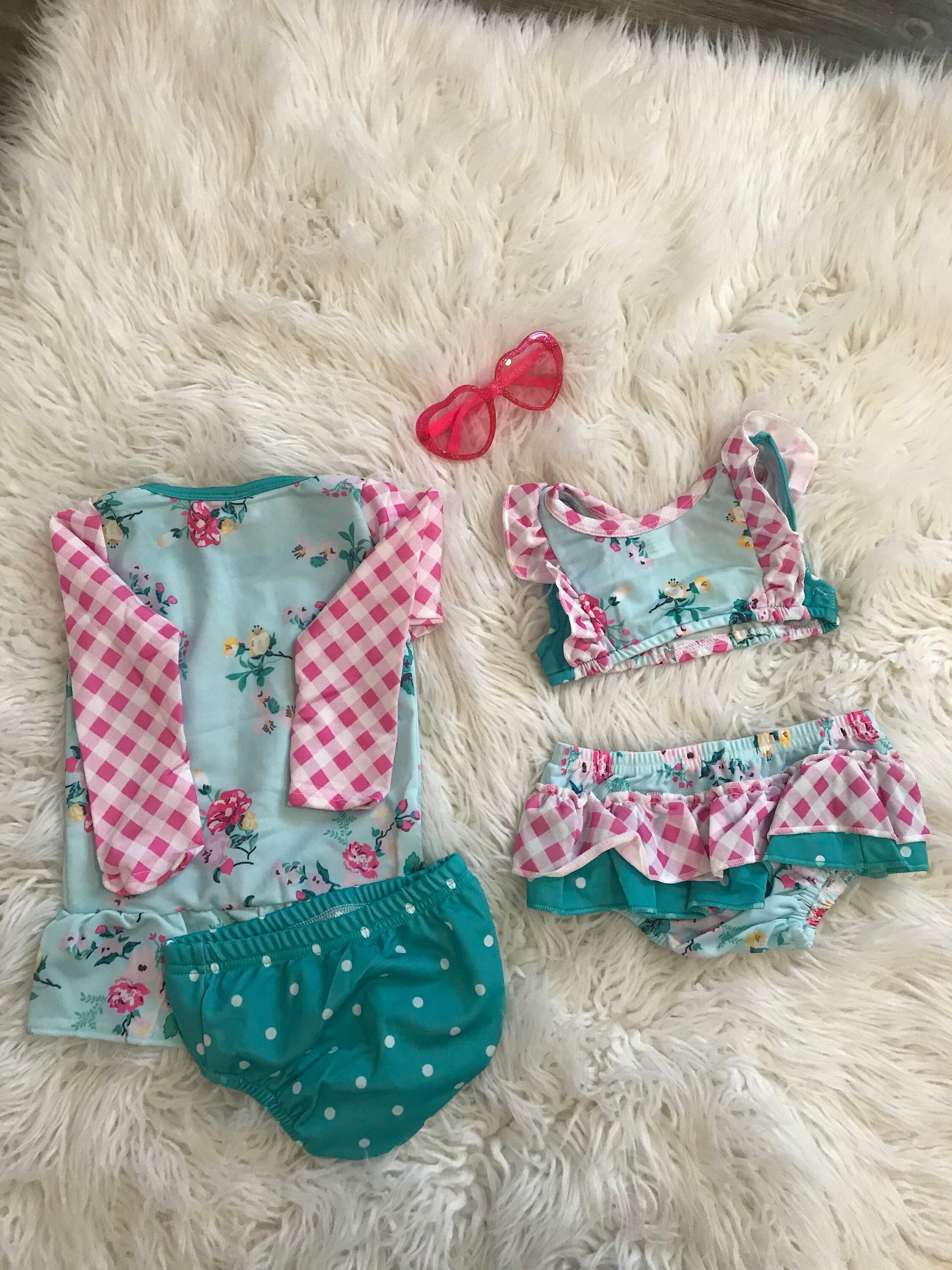 Floral Ruffle Butt Bikini – Polka Dot Flower Ruffle Swimsuit | 12\18 months
