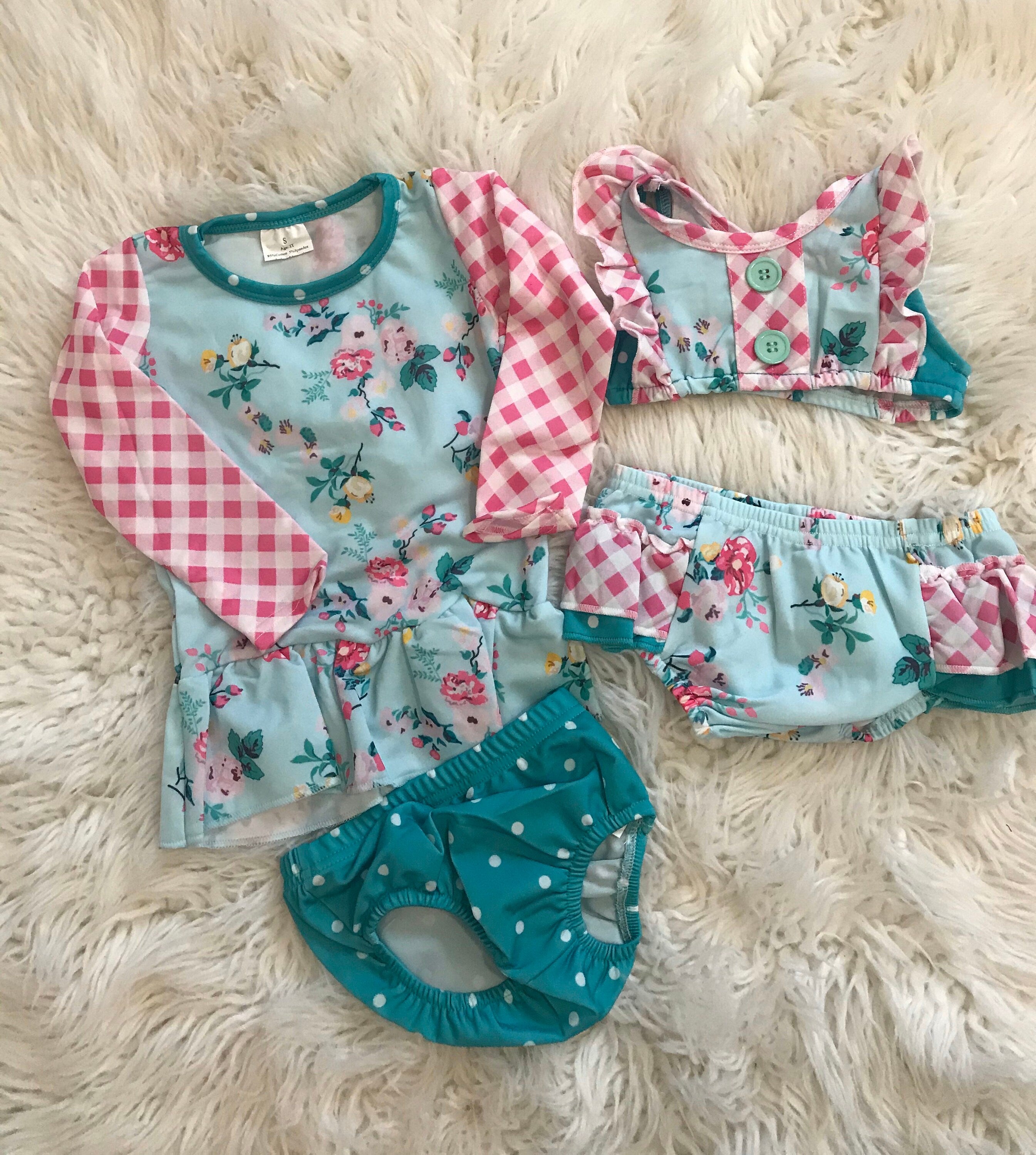 Floral Ruffle Butt Bikini – Polka Dot Flower Ruffle Swimsuit | 12\18 months