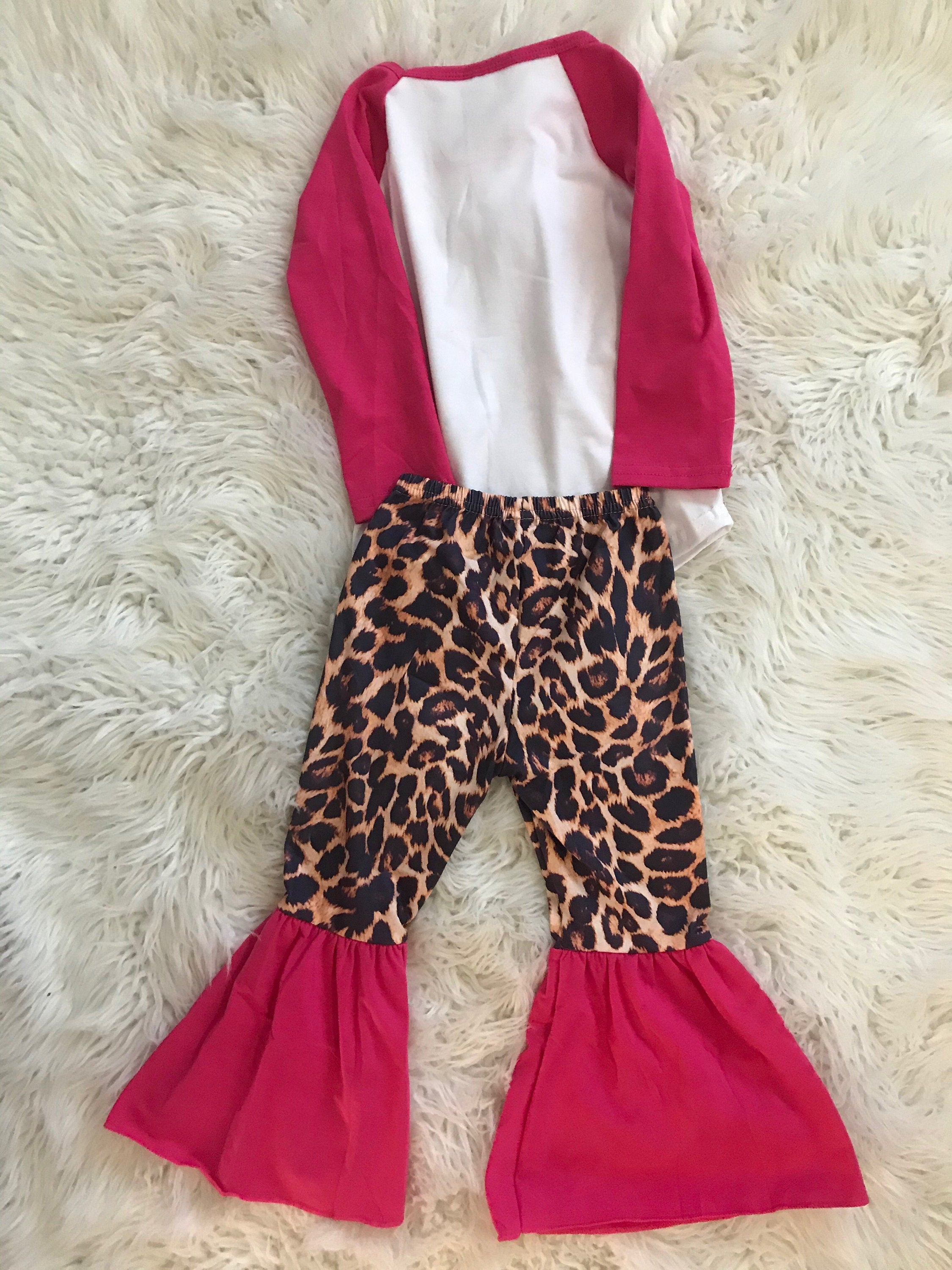 Girls' Rodeo Outfit 3T: Cheetah Leopard Cactus Bell Bottoms -Razels