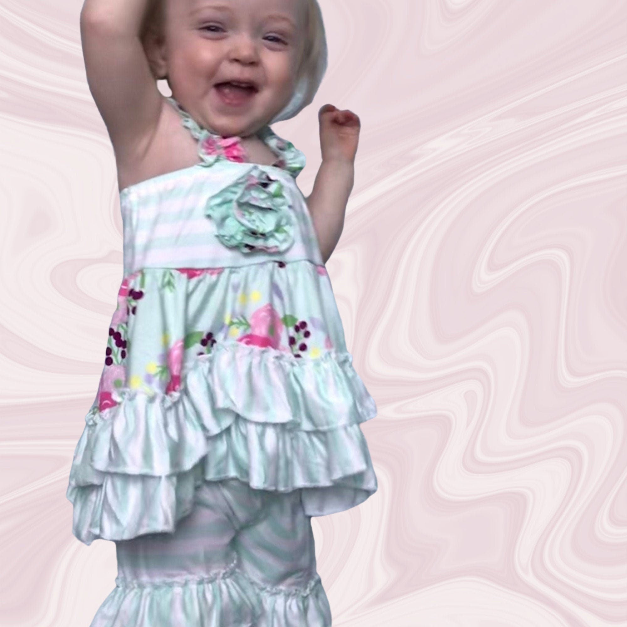 Toddler Floral Swing Tank, Striped Ruffle Short Set