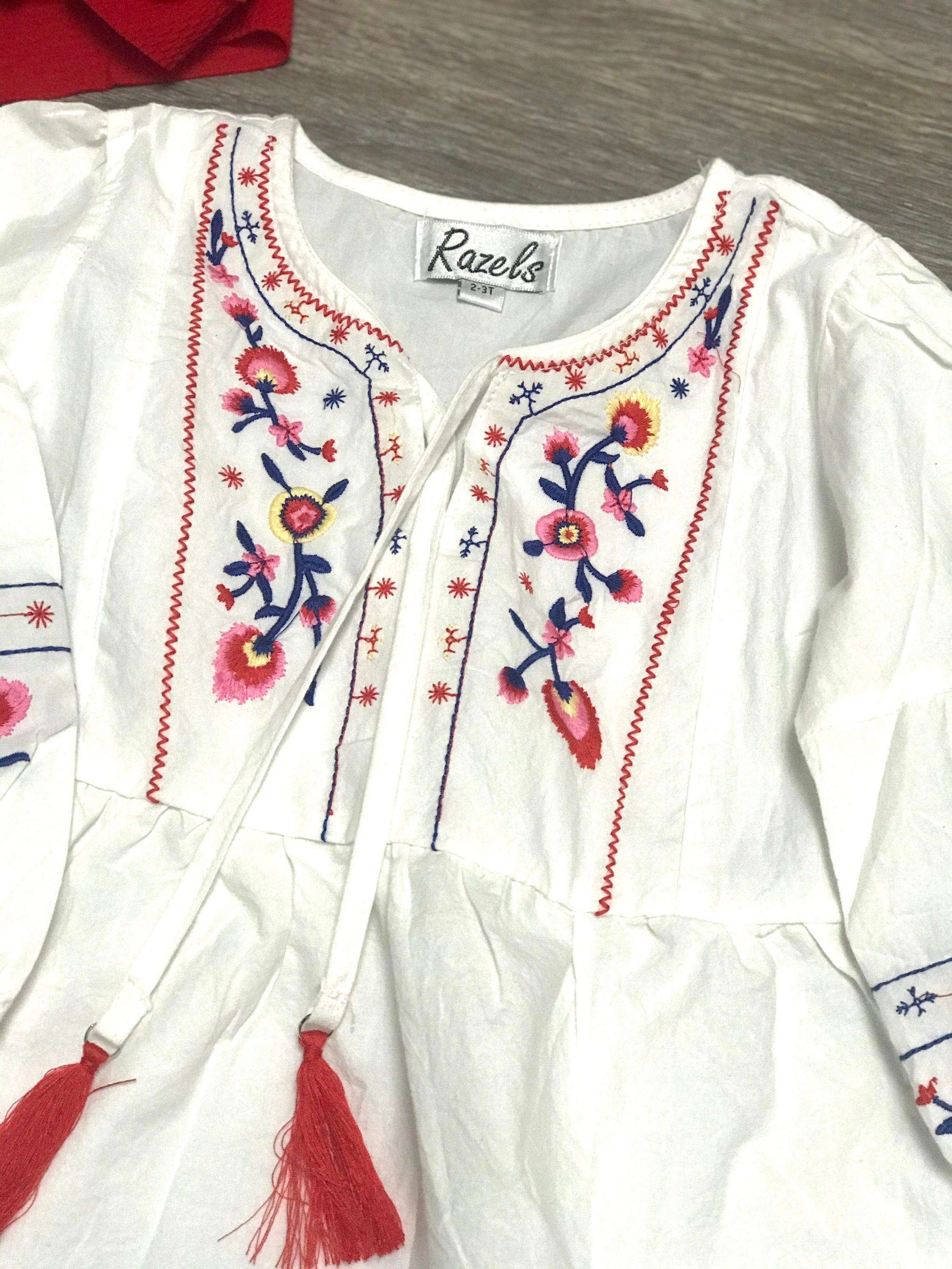 Girls' BOHO Embroidered Dress Tunic – Stylish Fall Outfit | Versatile Layering Piece