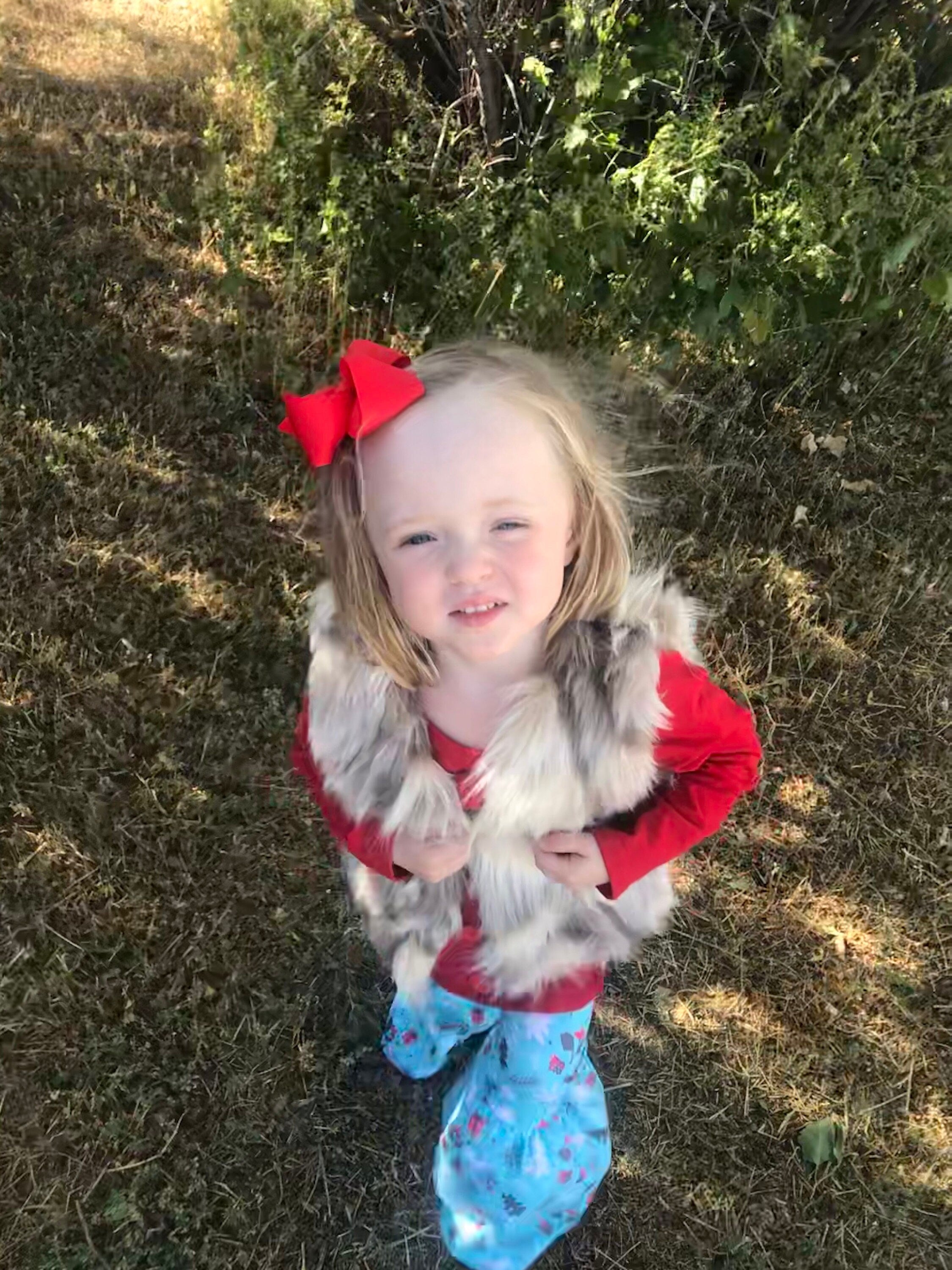 Christmas Boutique Bell Bottom Outfit / BOHO Reindeer Flare Pants, Christmas Red Bow Top -Razels