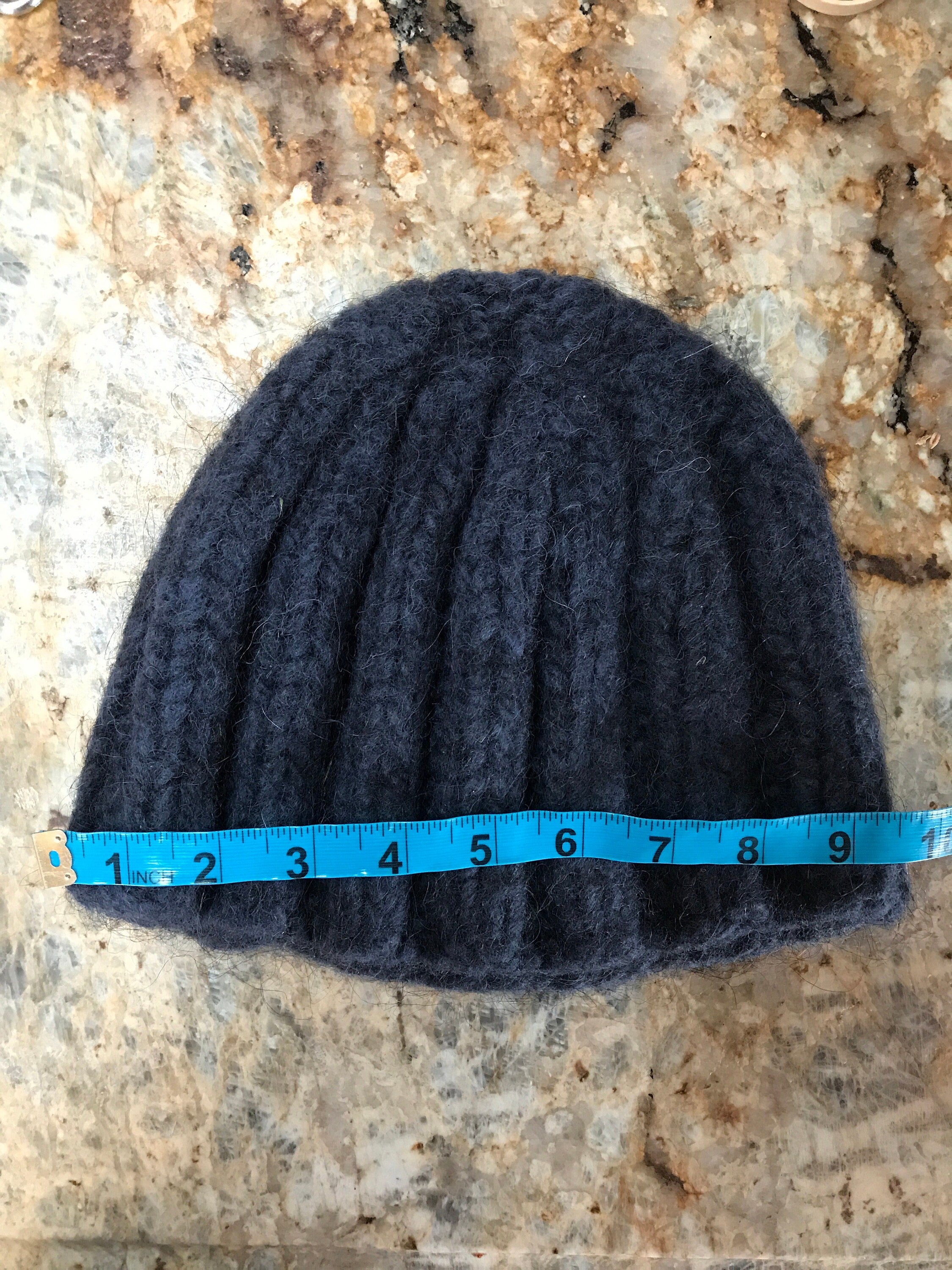 hand knit wool felted beanie in navy blue