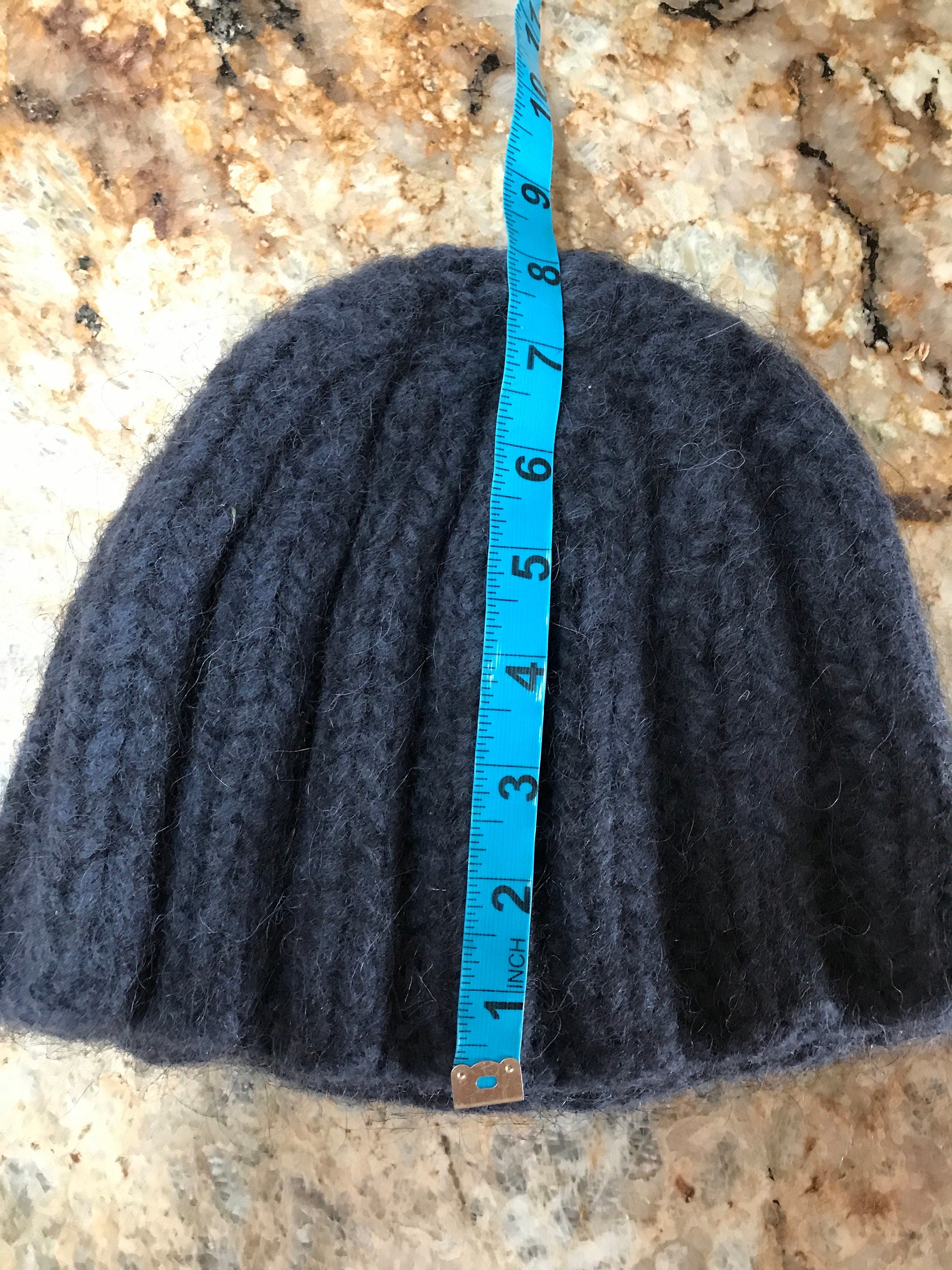hand knit wool felted beanie in navy blue