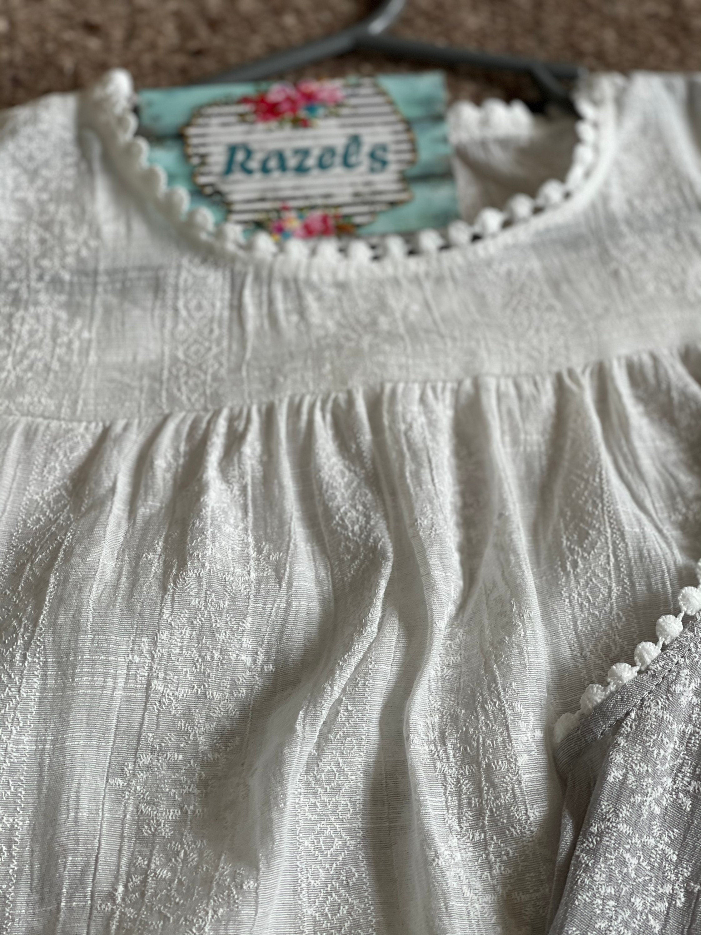 Embroidered Tank Top for Girls, Light Cotton Boho Summer Layering Shirt -Razels