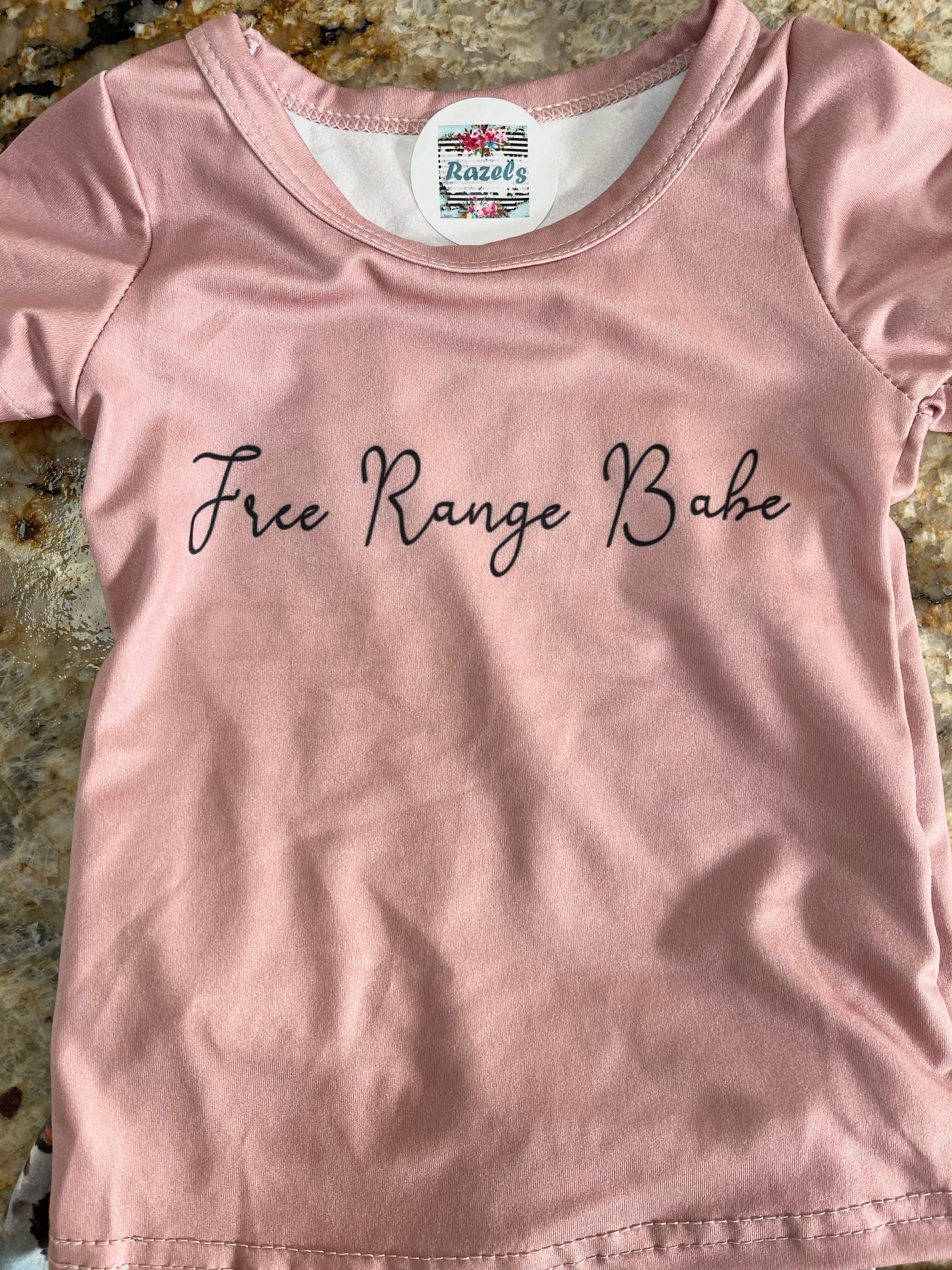 Girls 4t Cow Bell Bottom Outfit, Free Range Babe Bell Bottom Set, Cow Flare Pants -Razels